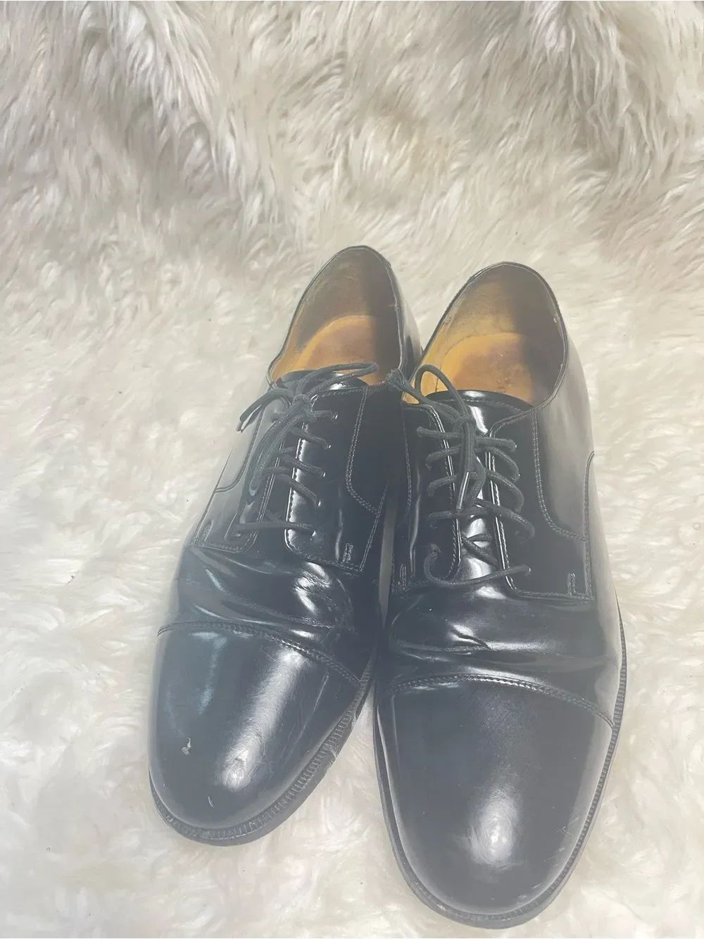 Cole Haan Black Leather Cap-Toe Oxfords